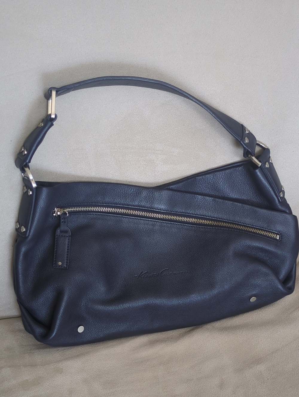 Women’s Navy Leather Shoulder Bag